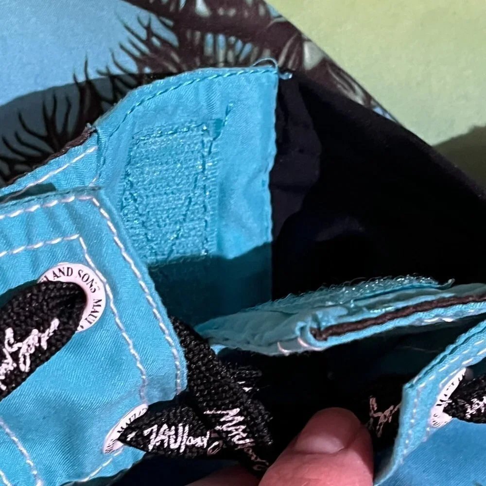 HULA GIRL Maui & Sons Palm Tree Blue Board Shorts - Limited Edition - RARE!